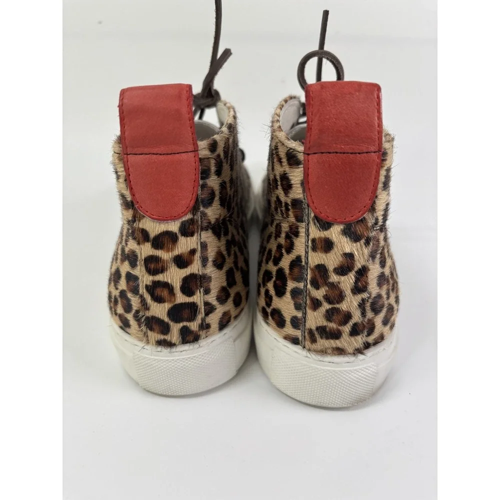 Del Toro Chukka Sneaker Shoes Mens Size 9 Brown Leather Leopard Print Made Italy